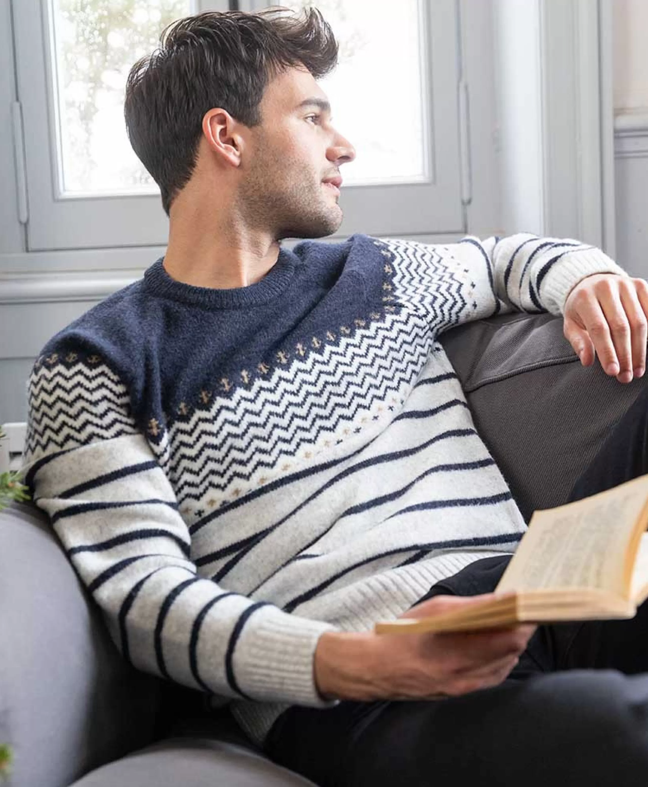 PULL GRIS CHINE POMELIS*Terre de Marins Cheap