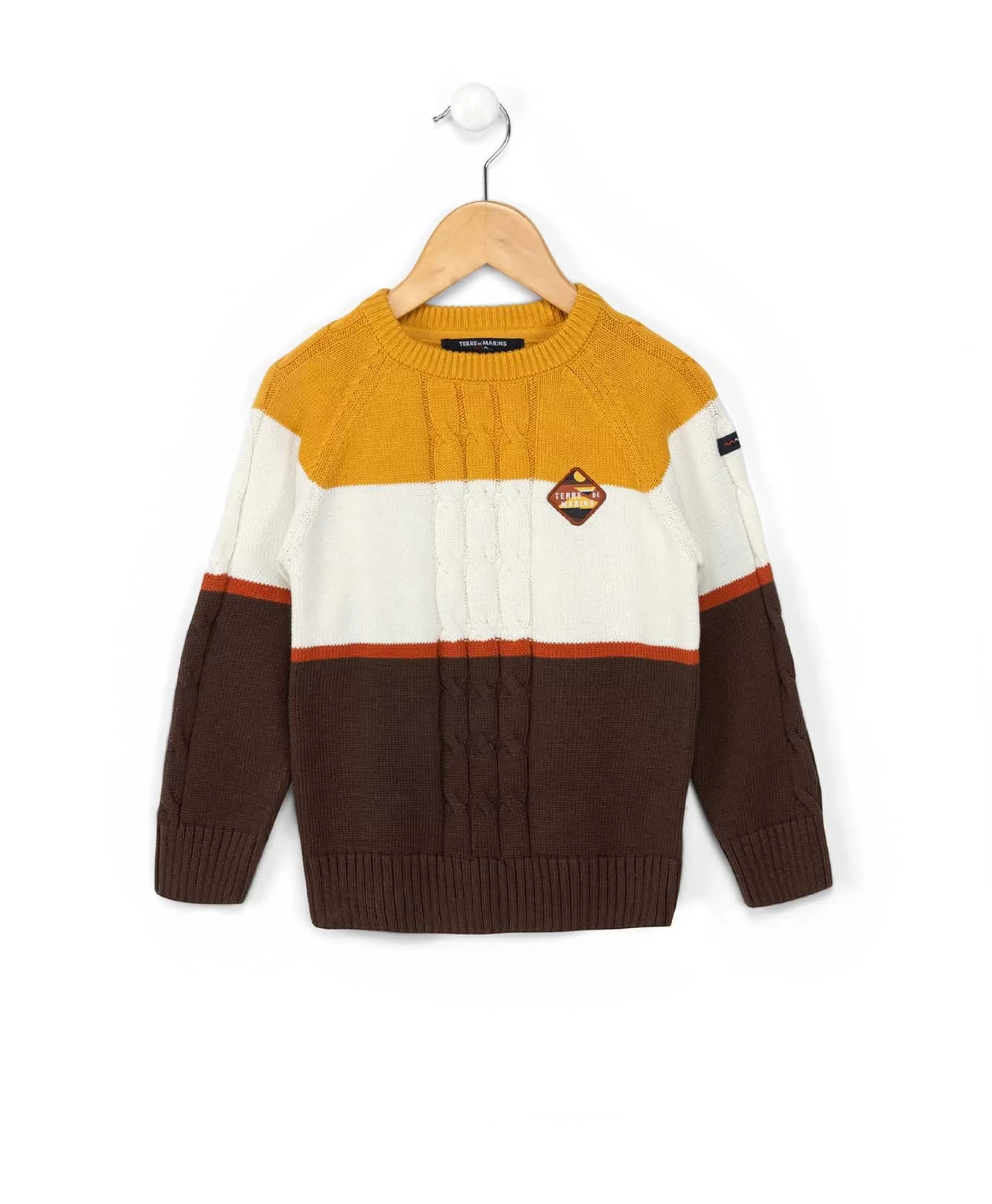 PULL NATUREL / CHOCOLAT / JAUNE BULI*Terre de Marins Flash Sale