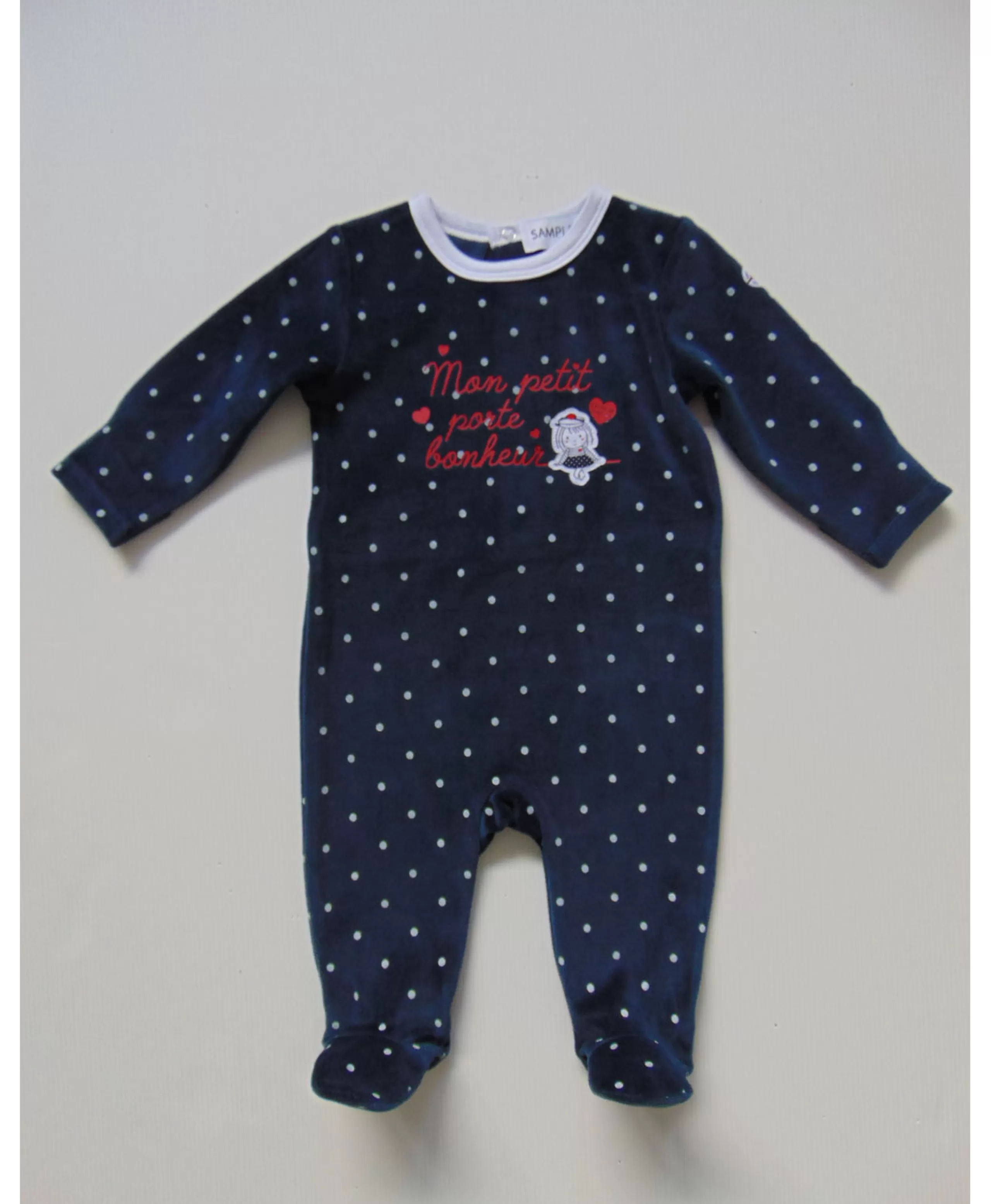 PYJAMA FOND MARINE IMP POIS BLANC PAZANE*Terre de Marins Outlet