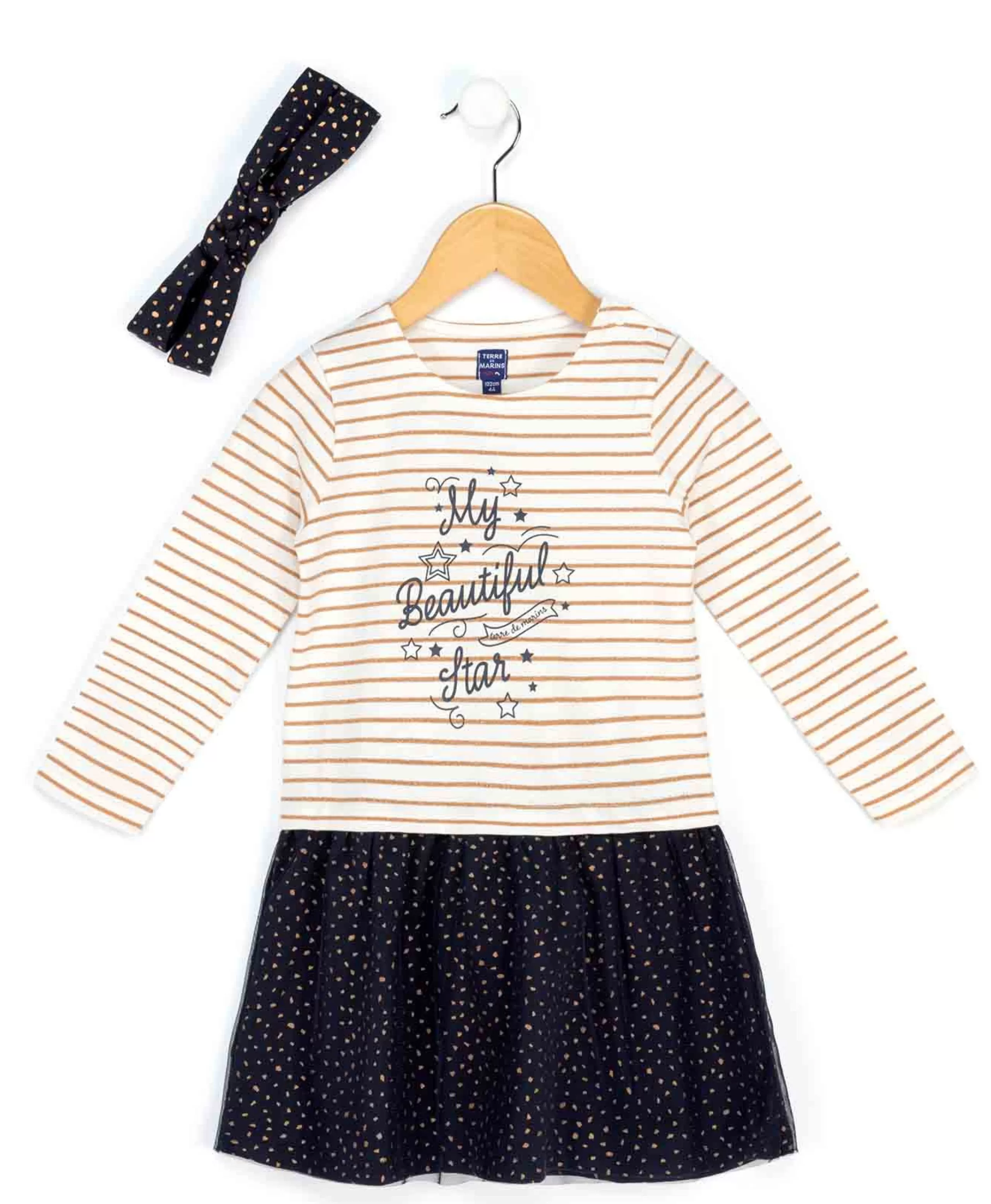 ROBE + ACCESSOIRE FOND BLANC OPTIQUE RAYE ROSE FILONA*Terre de Marins Flash Sale