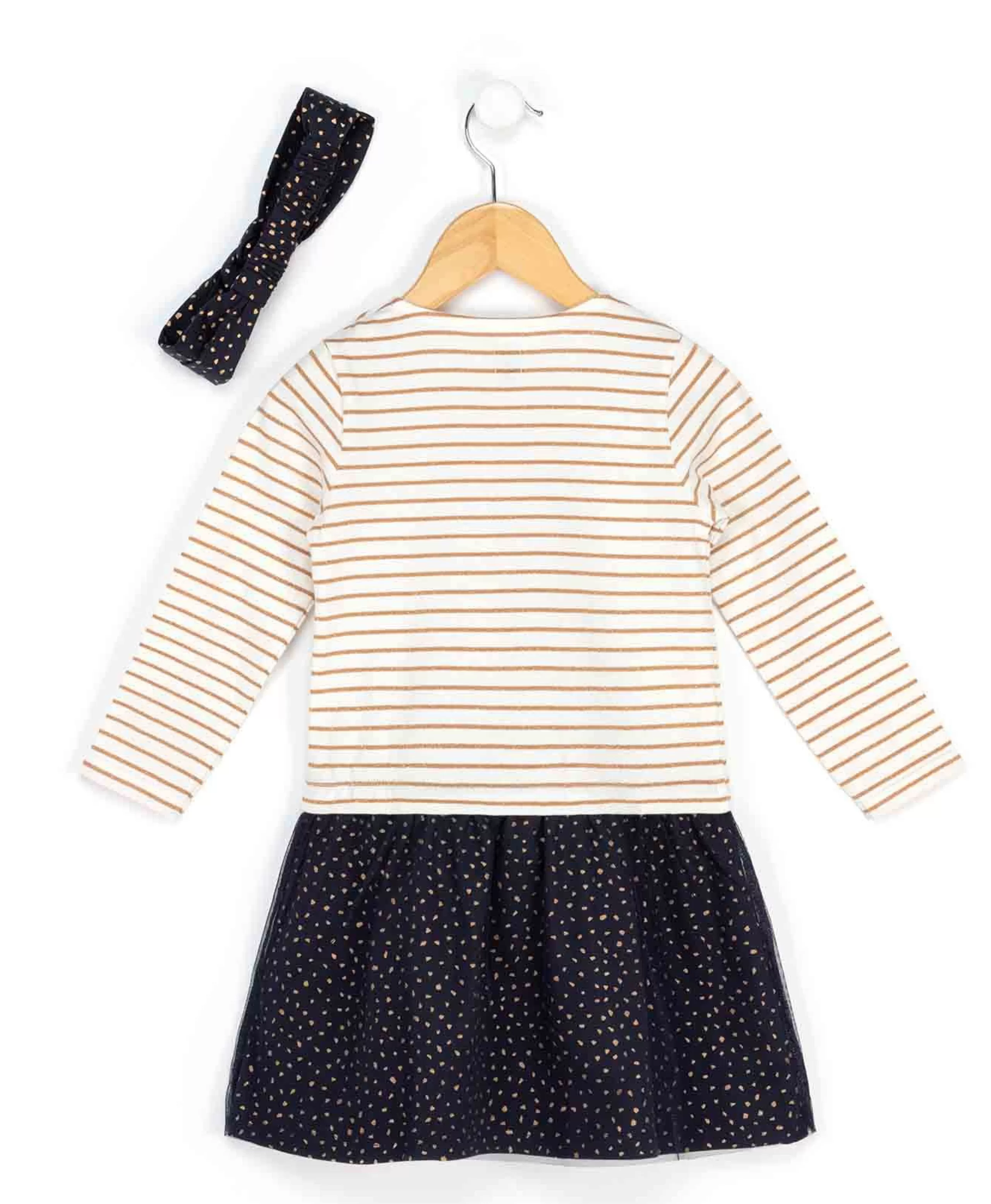ROBE + ACCESSOIRE FOND BLANC OPTIQUE RAYE ROSE FILONA*Terre de Marins Flash Sale