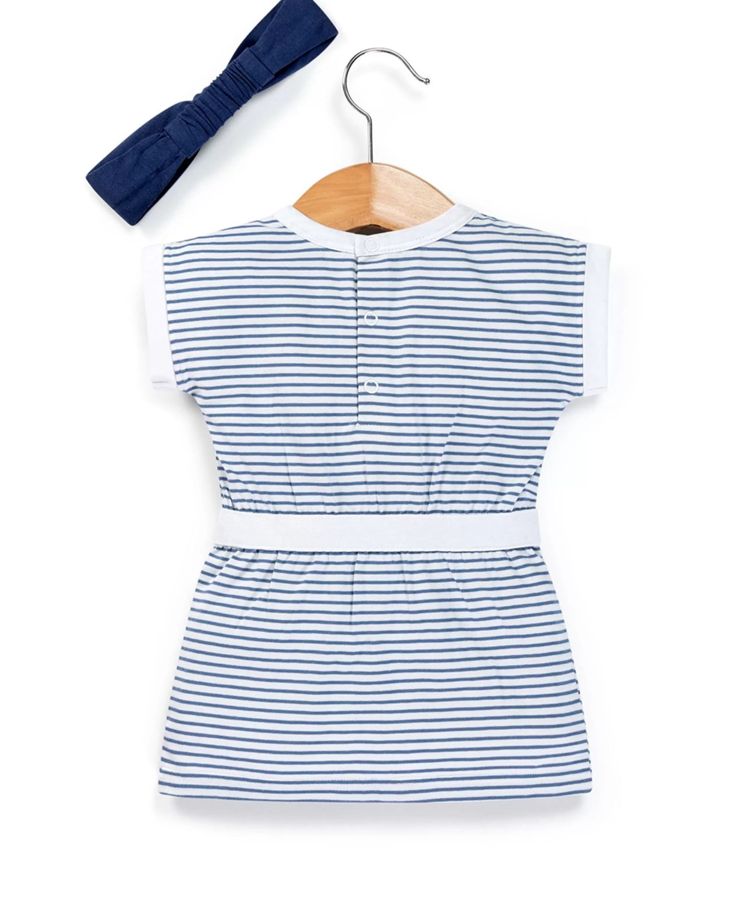 ROBE + ACCESSOIRE FOND BLANC RAYE BLEU BLANCHI RANDOL*Terre de Marins Sale