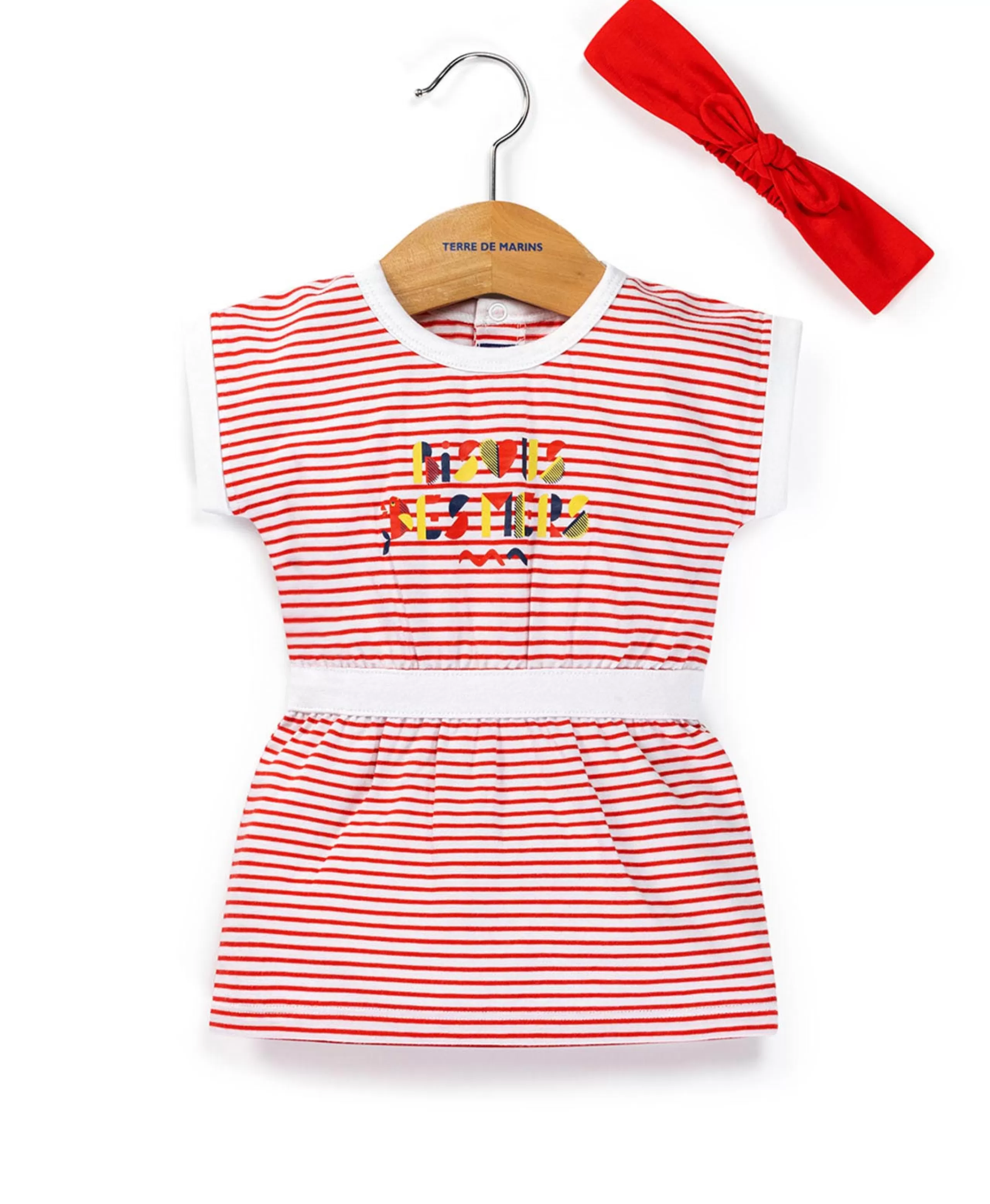 ROBE + ACCESSOIRE FOND BLANC RAYE ROUGE RANDOL*Terre de Marins Fashion