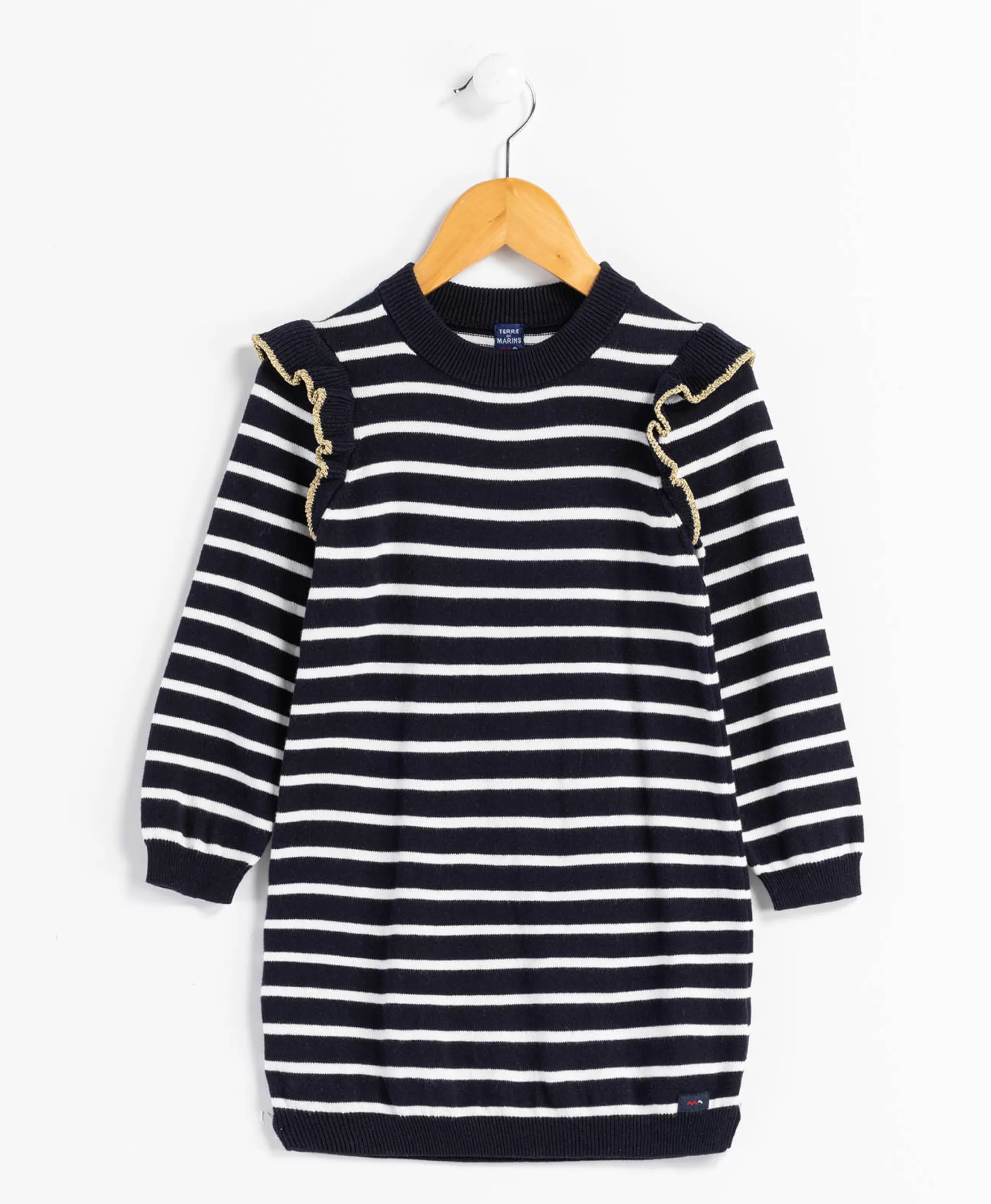 ROBE ML FOND NATUREL RAYE INDIGO ROCOCO*Terre de Marins Best Sale