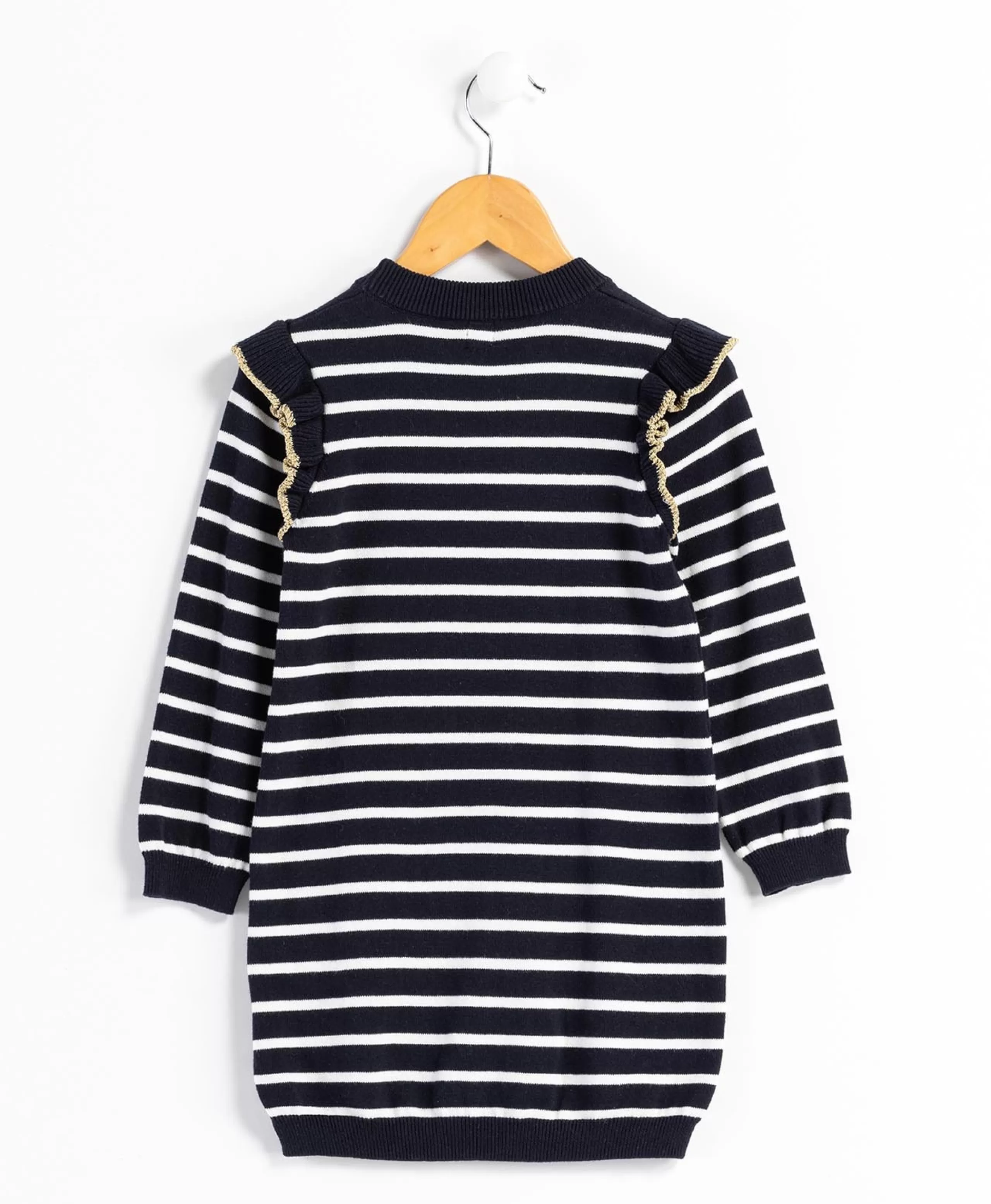ROBE ML FOND NATUREL RAYE INDIGO ROCOCO*Terre de Marins Best Sale