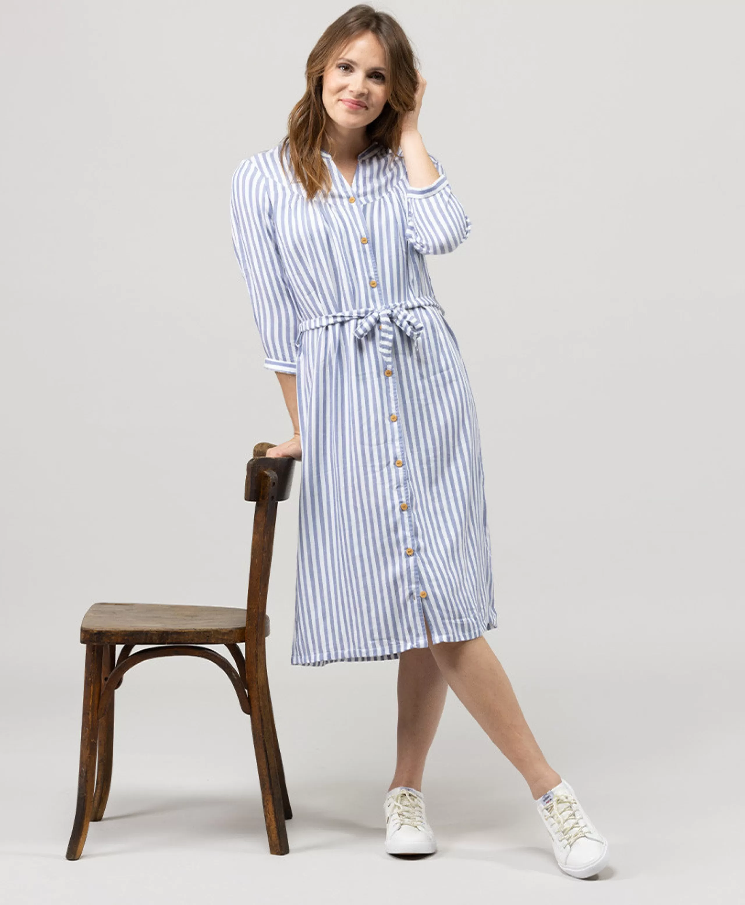 ROBE ML RAYE BLANC / BLEU PAMCONY*Terre de Marins New