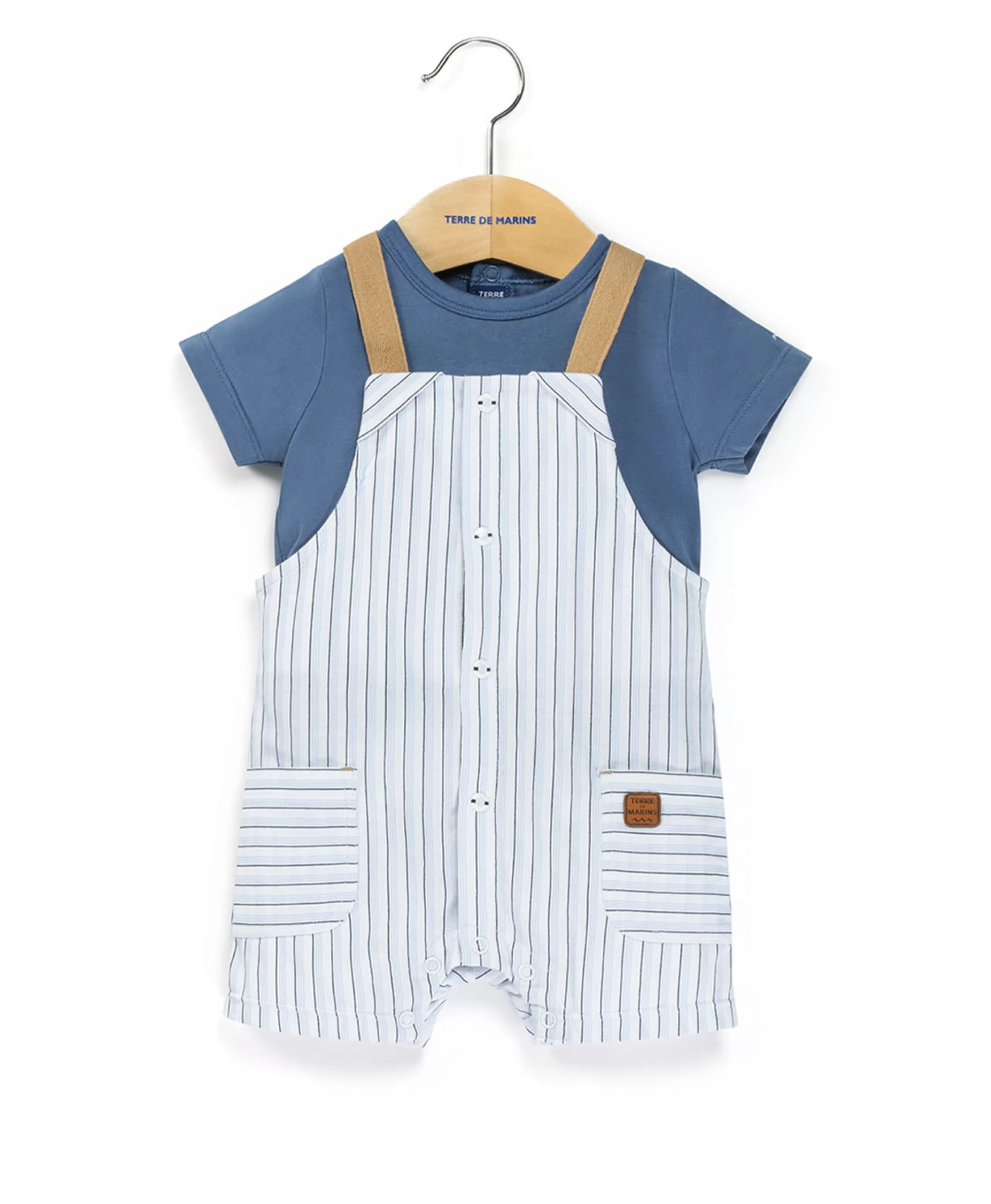 SALOPETTE COURTE + HAUT RAYE BLANC / BLEU CHERSON*Terre de Marins Best Sale
