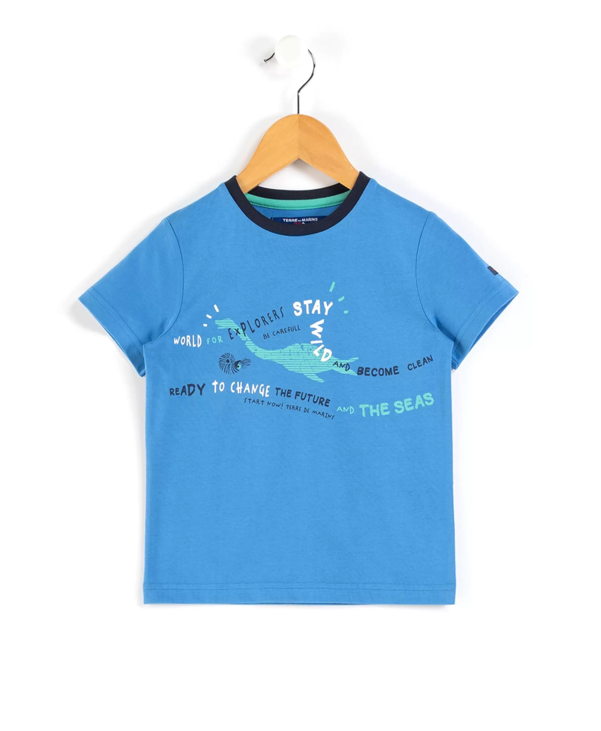 TEE SHIRT MC BLEU AZUR AXUL*Terre de Marins Clearance
