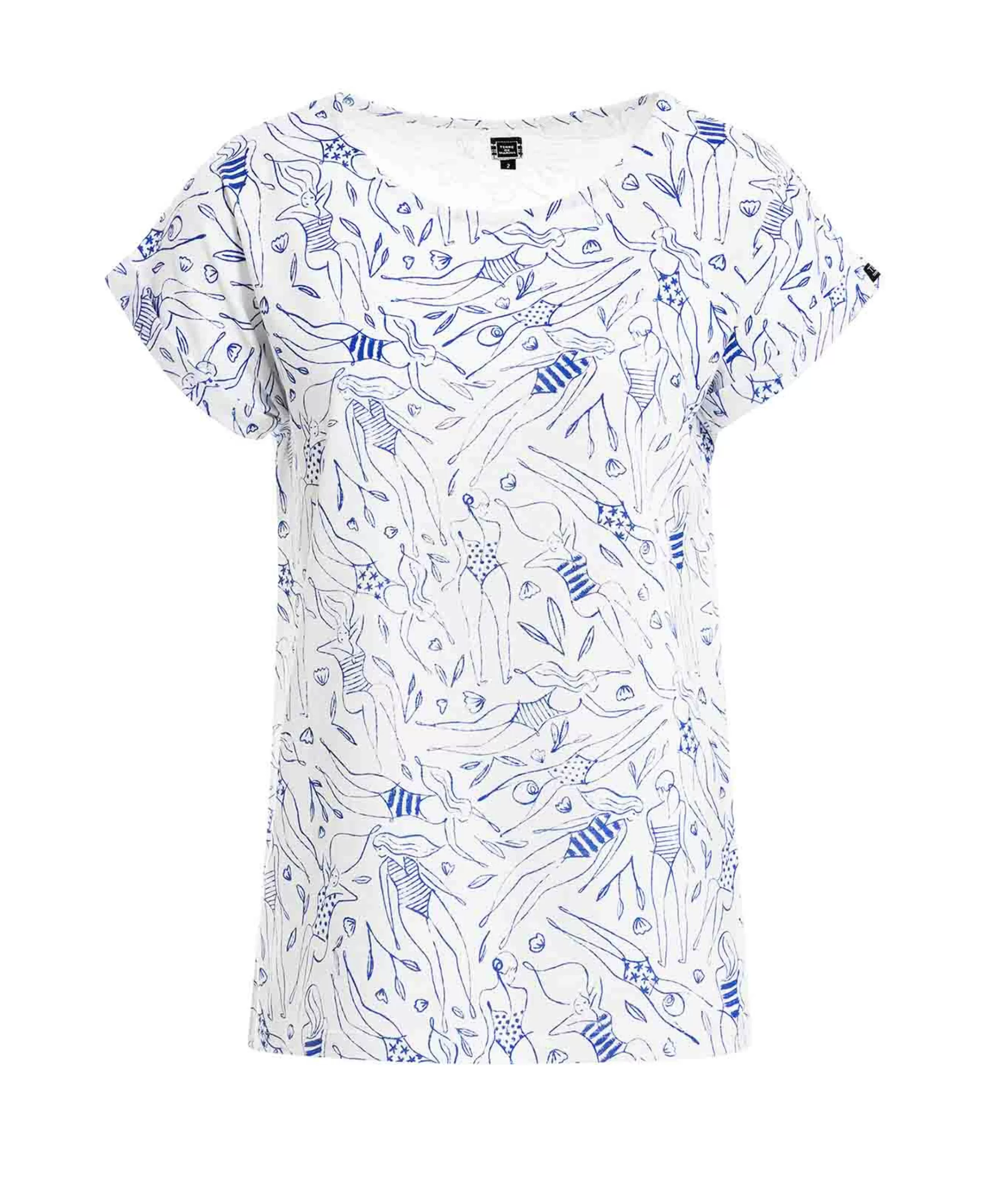 TEE SHIRT MC IMPRIME BLEU PATCHY*Terre de Marins Outlet