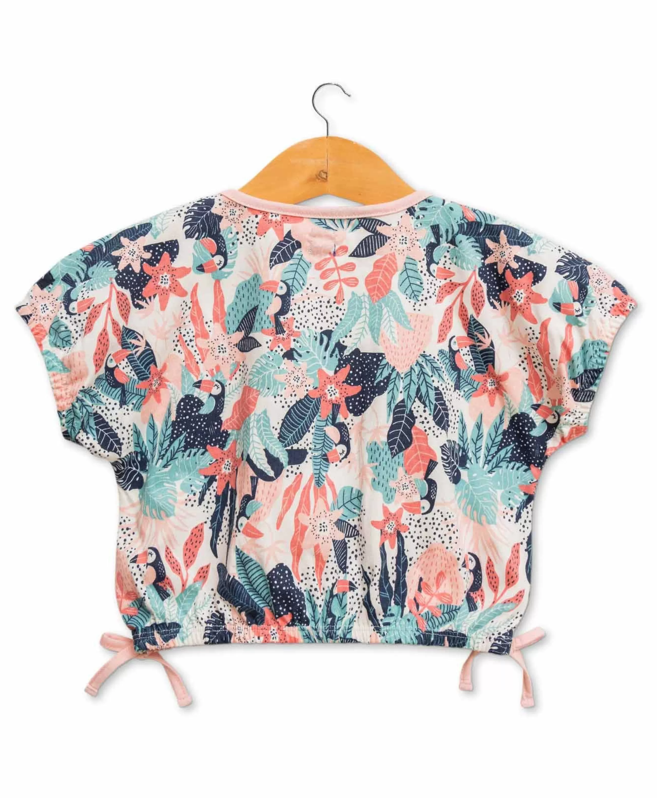 TEE SHIRT MC IMPRIME FOND ROSE ORNELA*Terre de Marins Clearance