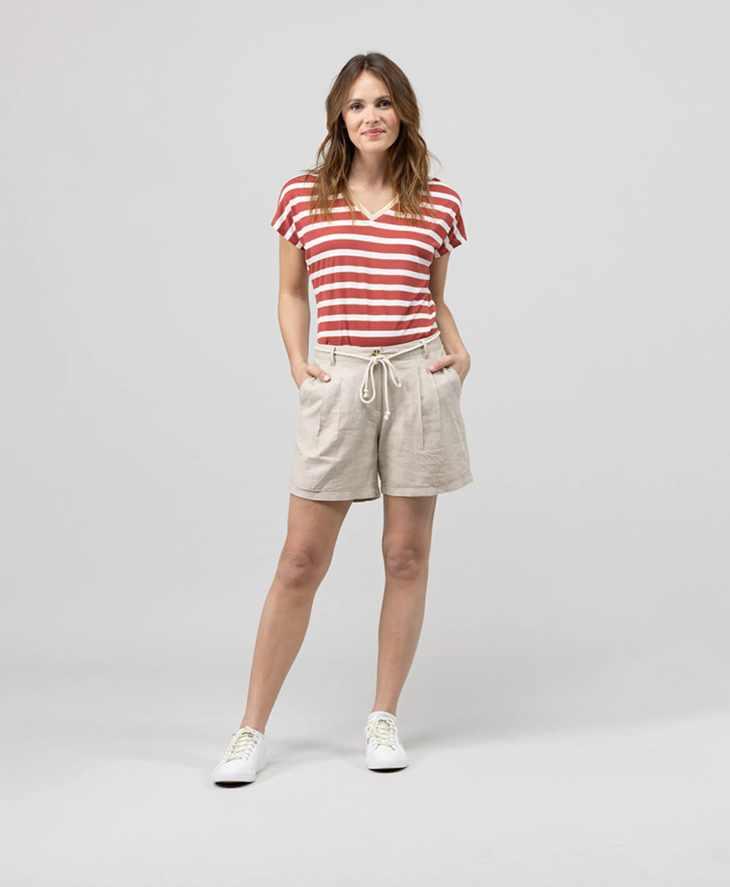 TEE SHIRT MC RY NATUREL/ROUGE BRIQUE FONCE ABE*Terre de Marins Outlet