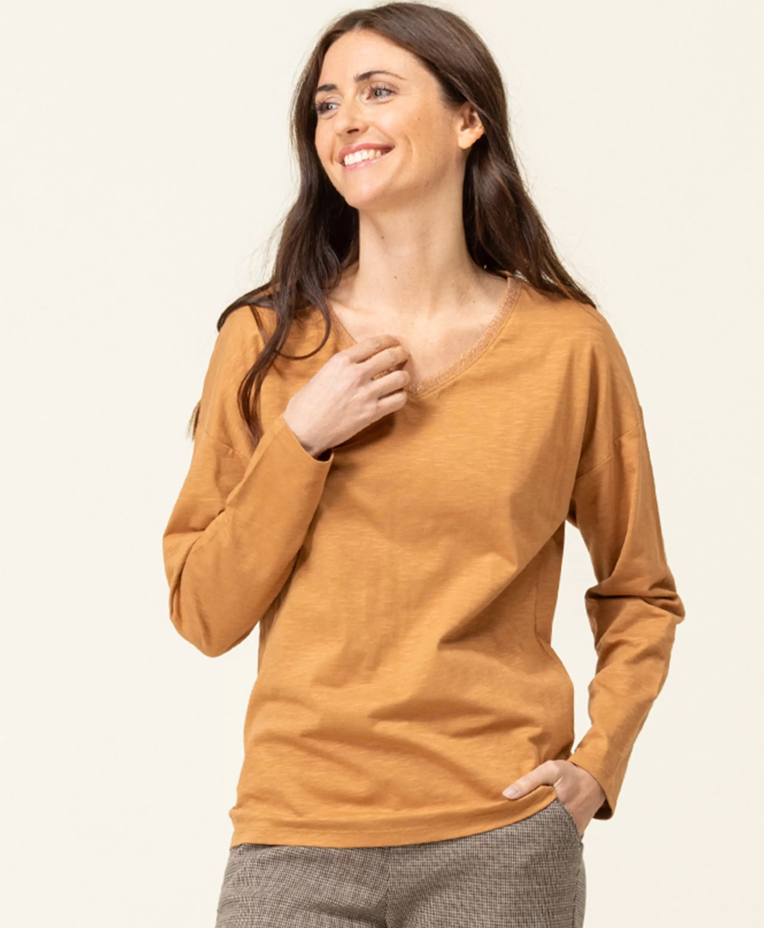 TEE SHIRT ML CAMEL TRIOL*Terre de Marins Cheap