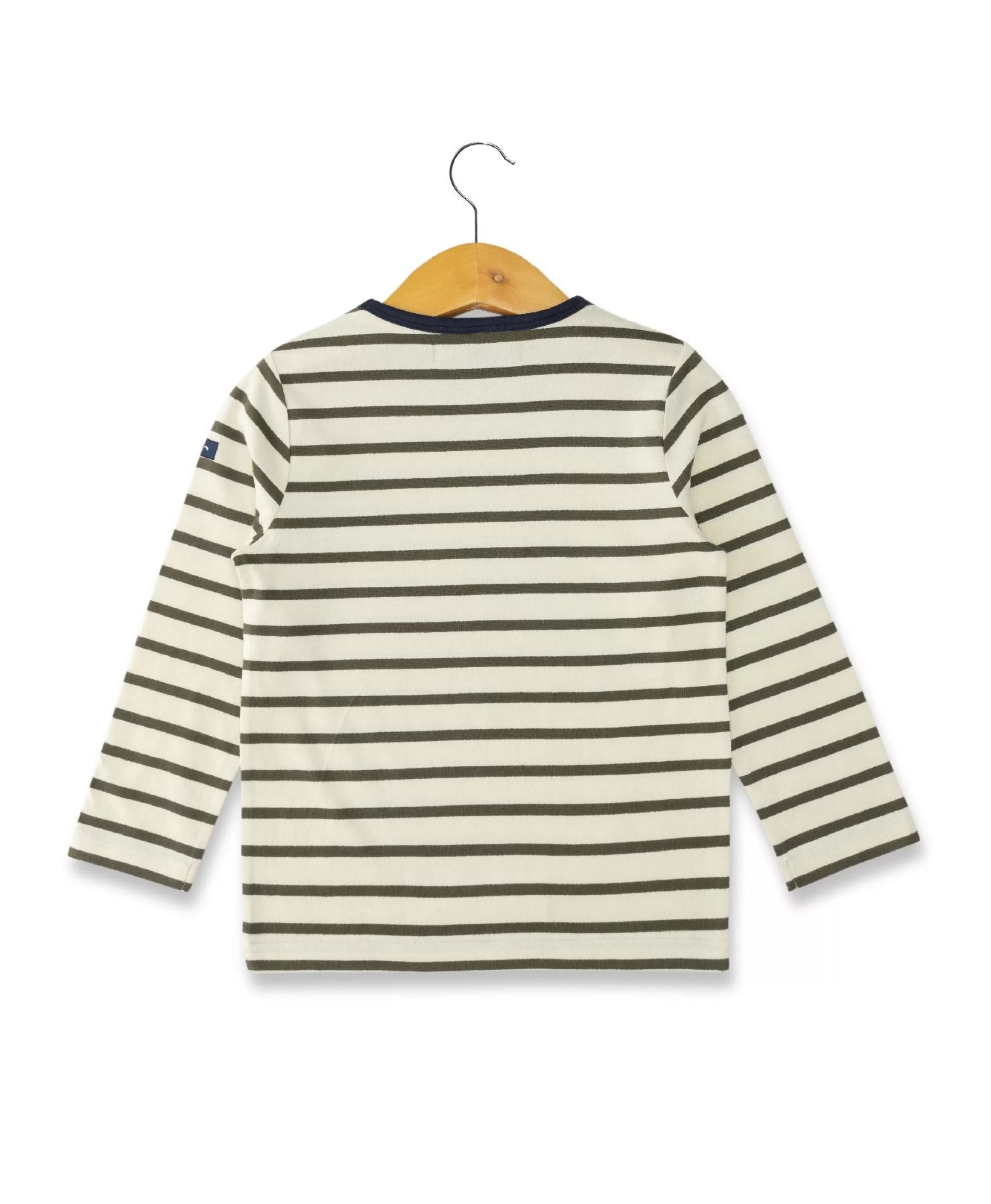 TEE SHIRT ML FOND GREGE RAYE KAKI TISARE*Terre de Marins Outlet