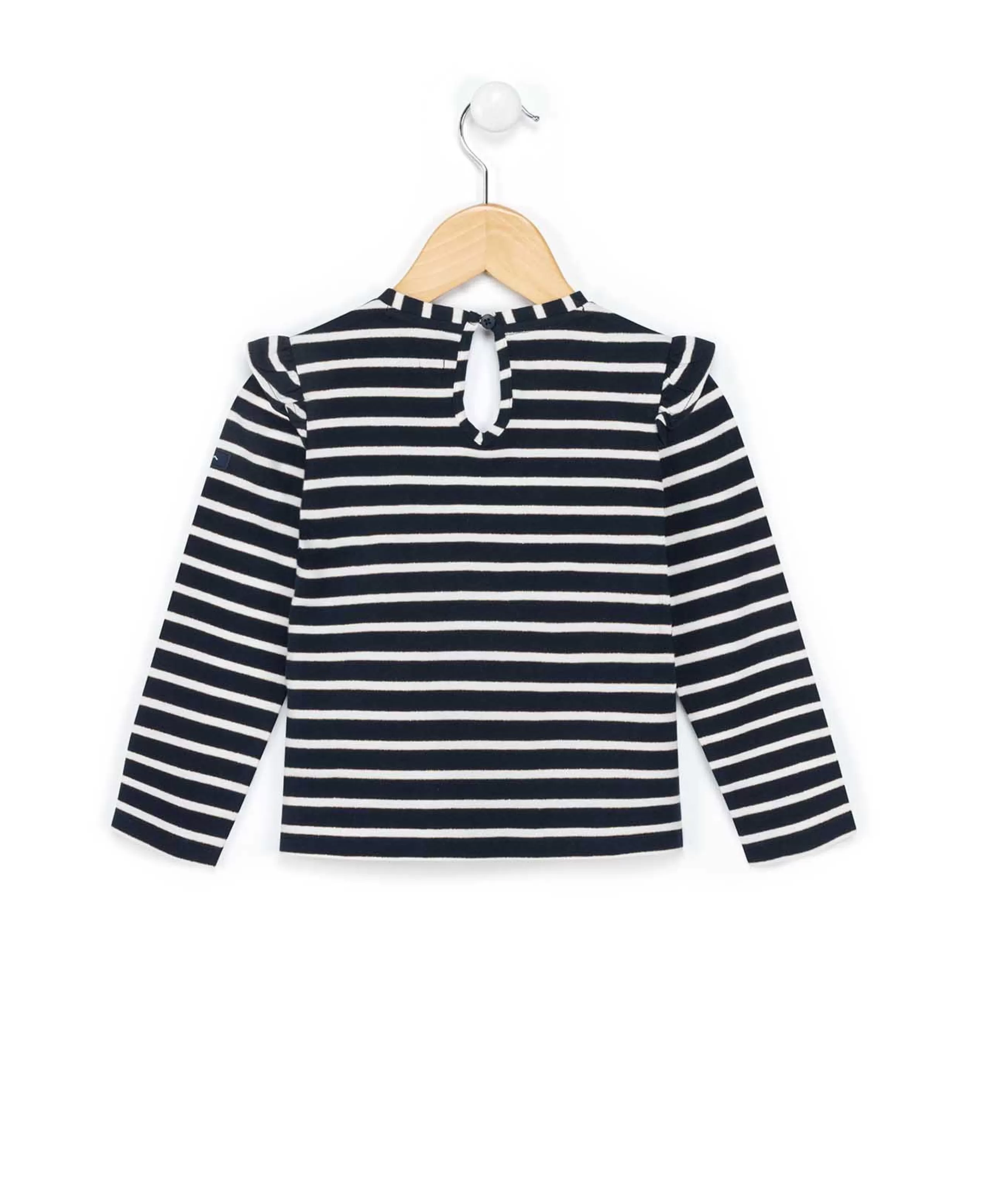 TEE SHIRT ML FOND INDIGO RAYE ROSE BIANI T*Terre de Marins New