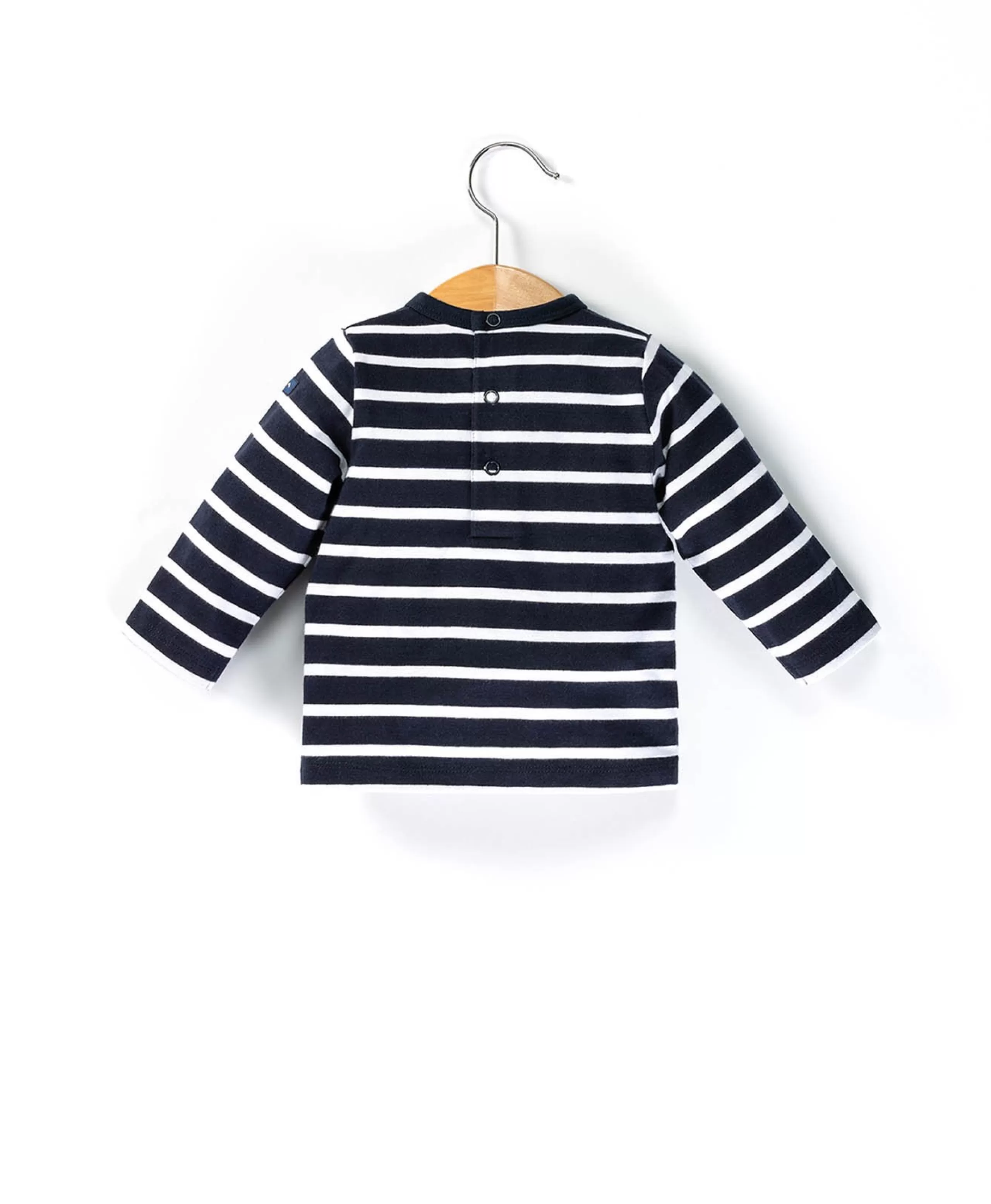 TEE SHIRT ML FOND MARINE RAYE BLANC OPT LONAS*Terre de Marins Cheap