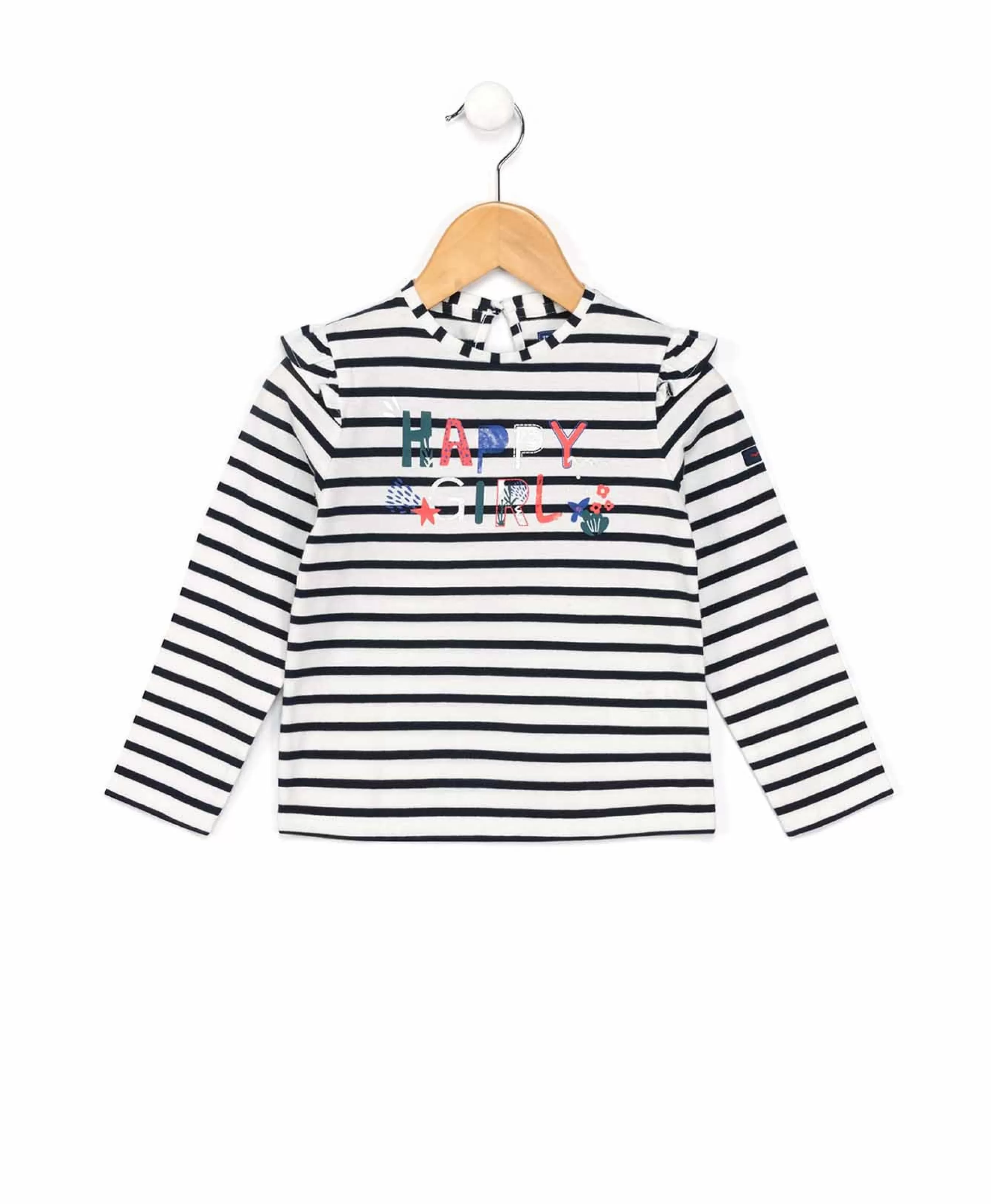 TEE SHIRT ML FOND NATUREL RAYE INDIGO BIANI*Terre de Marins Outlet