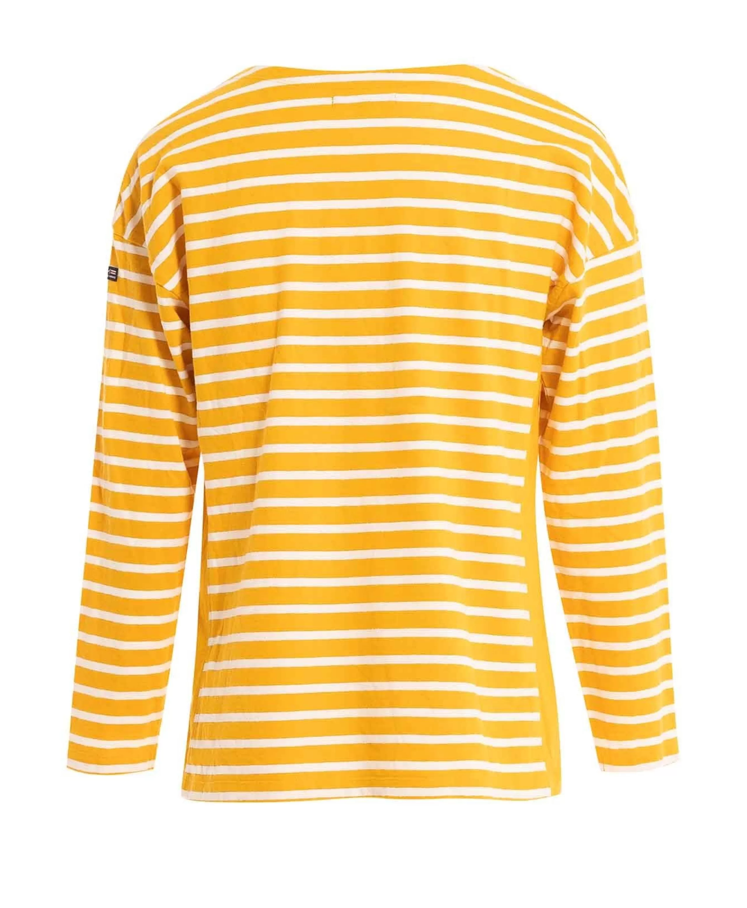 TEE SHIRT ML FOND NATUREL RAYE JAUNE ABOR*Terre de Marins Online