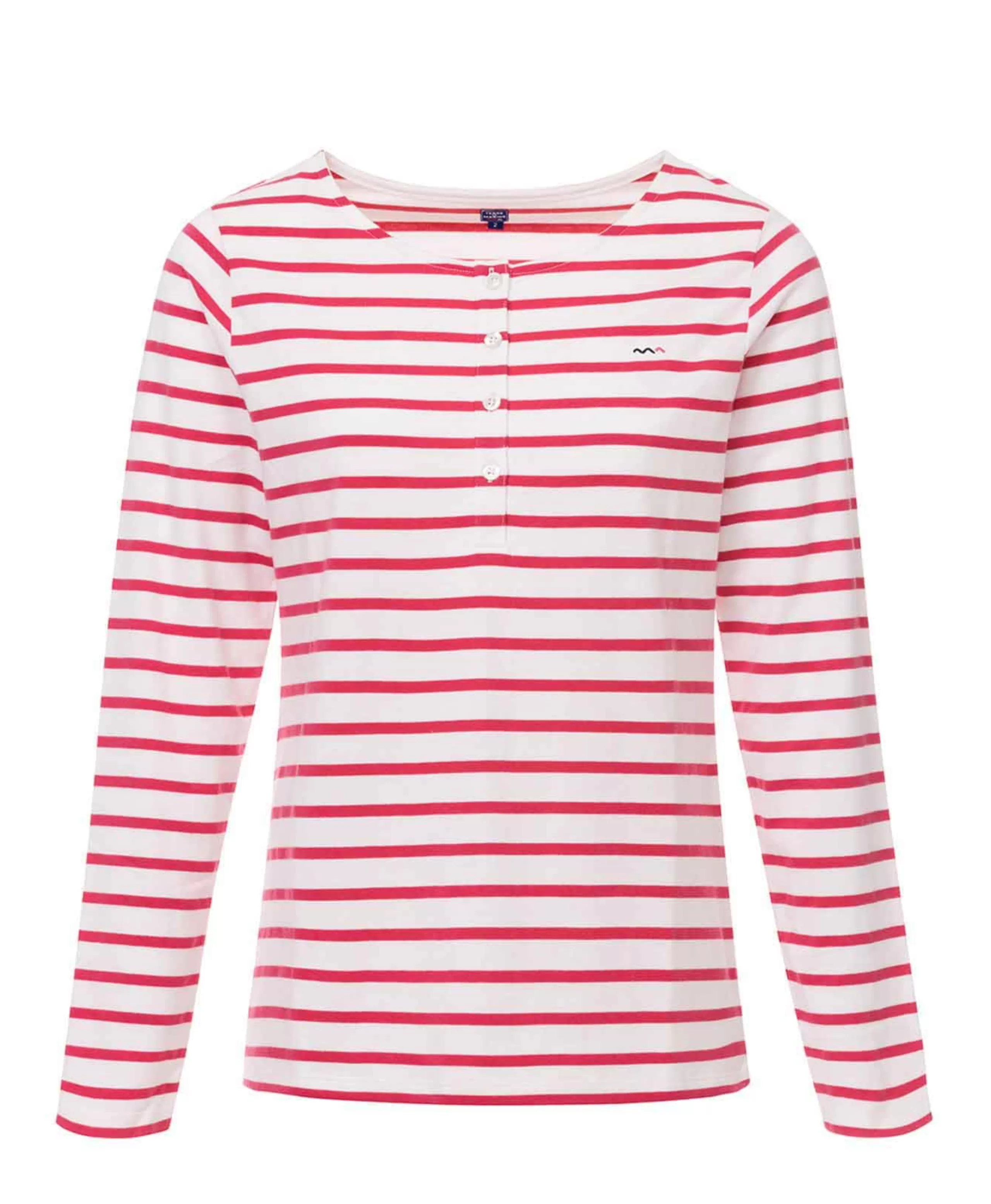 TEE SHIRT ML FOND NATUREL RAYE ROSE ACCOT*Terre de Marins Cheap