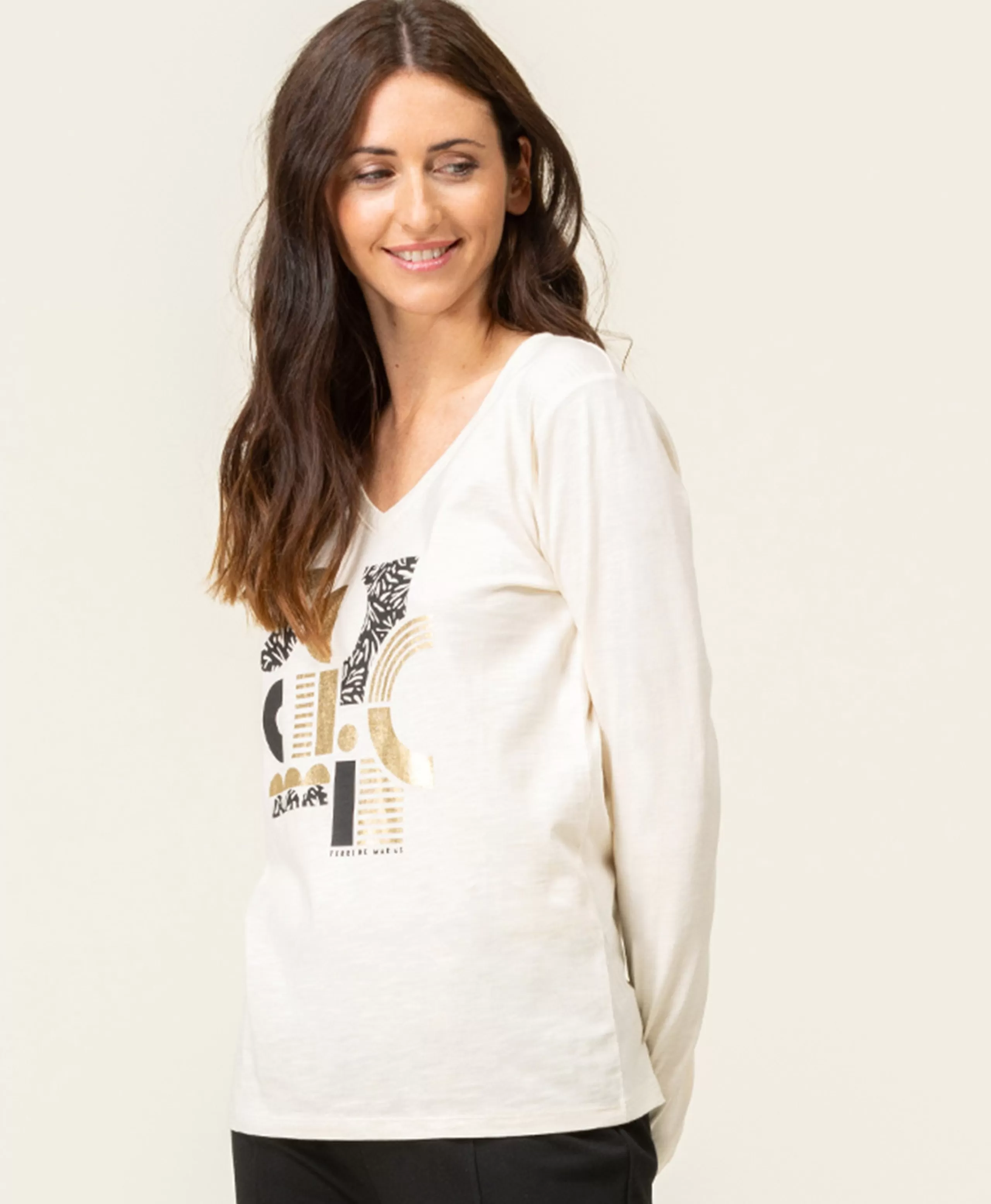 TEE SHIRT ML GREGE TIGRINE*Terre de Marins Shop