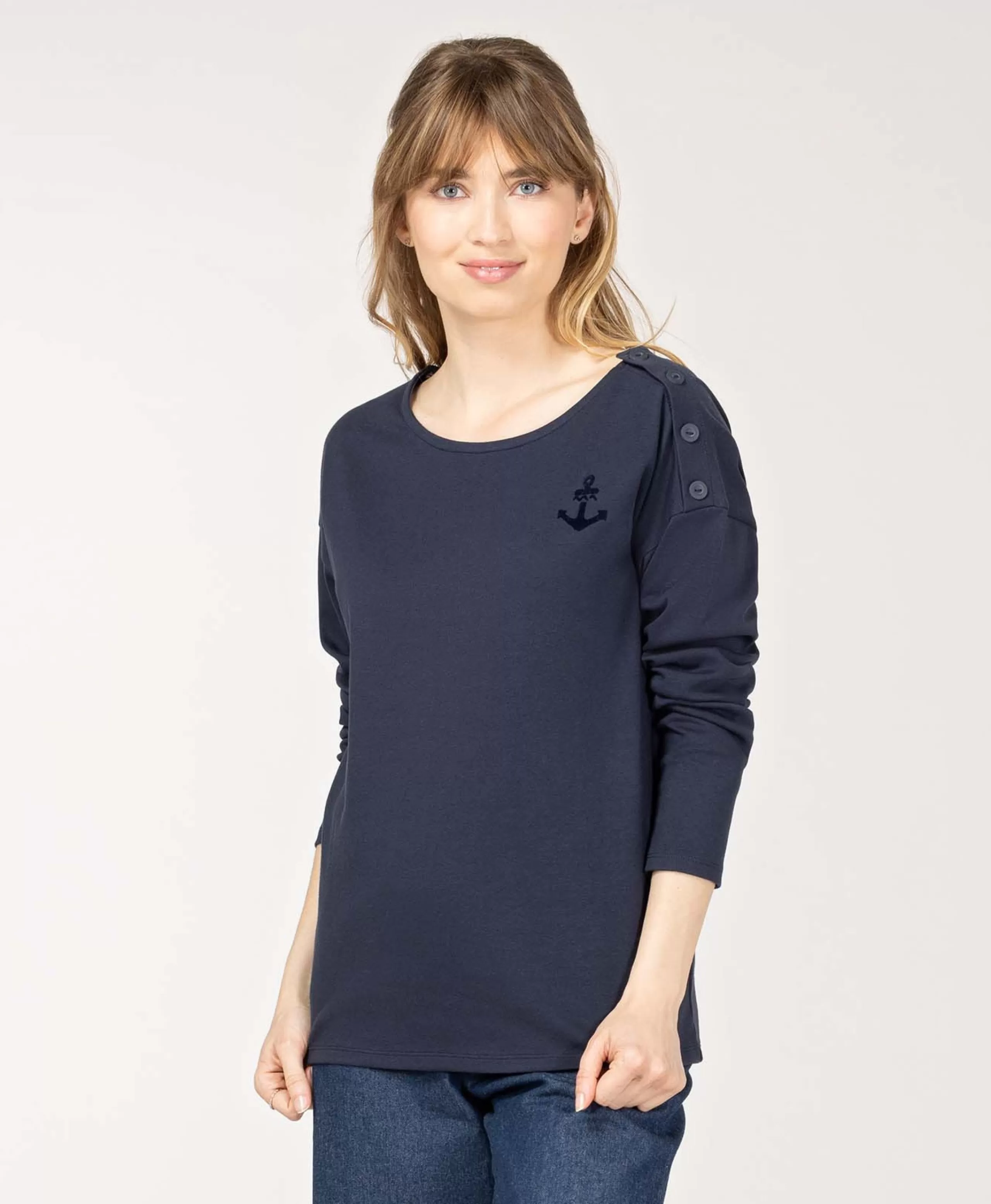 TEE SHIRT ML INDIGO MERITAGE*Terre de Marins Fashion