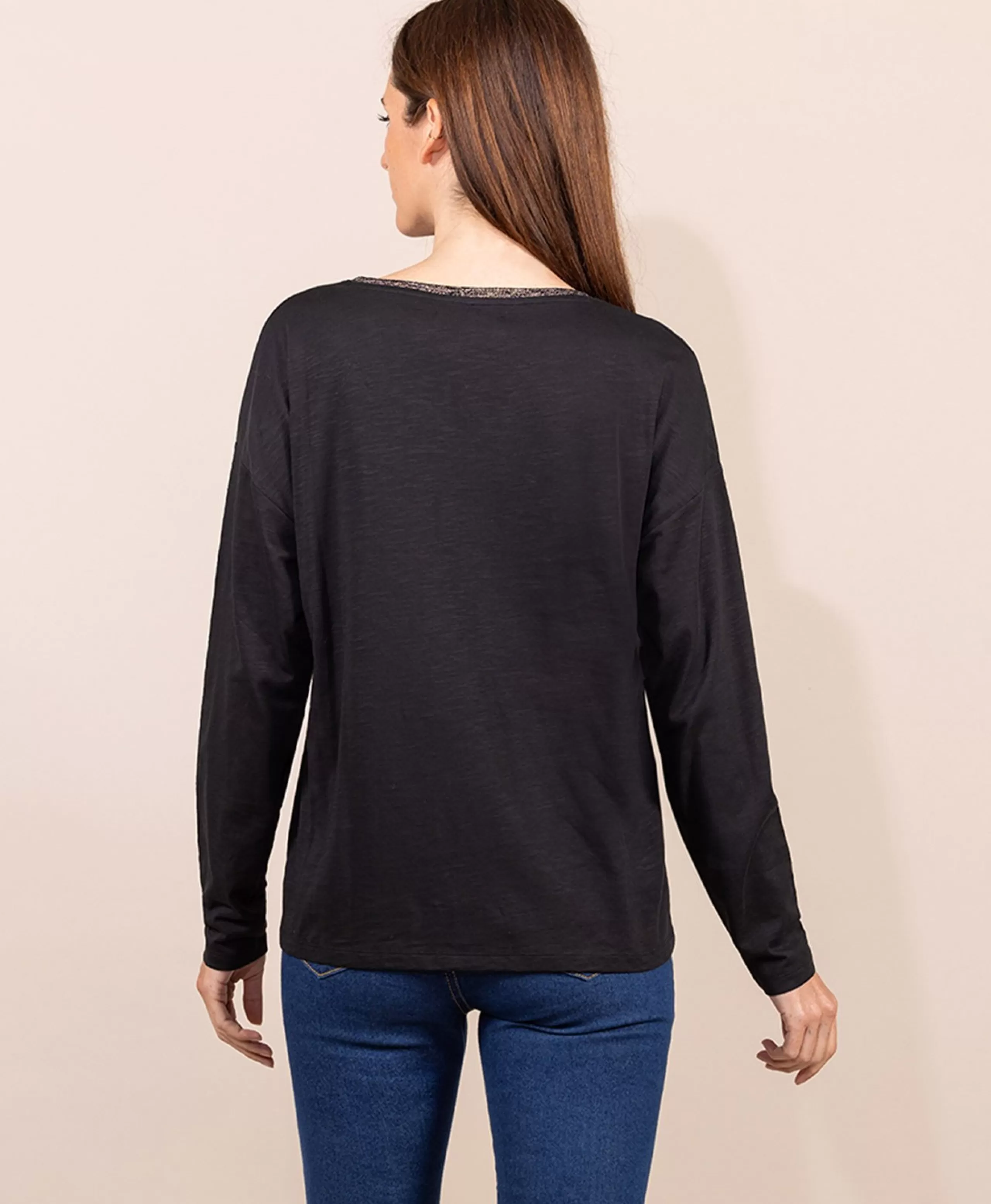 TEE SHIRT ML NOIR TRIOL*Terre de Marins Clearance