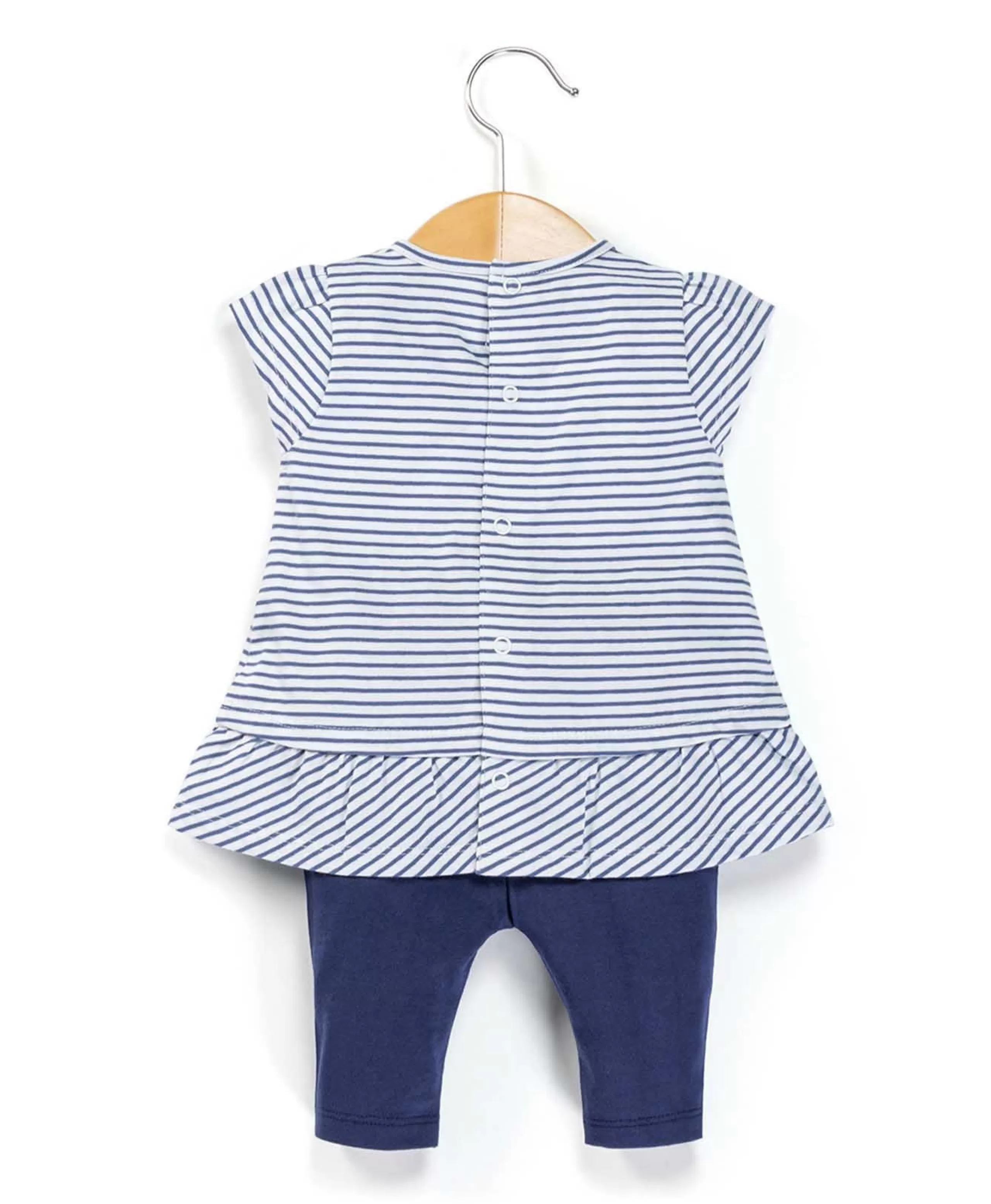 TUNIQUE + LEGGINGS FOND BLANC RAYE MARINE CHANCA*Terre de Marins Discount