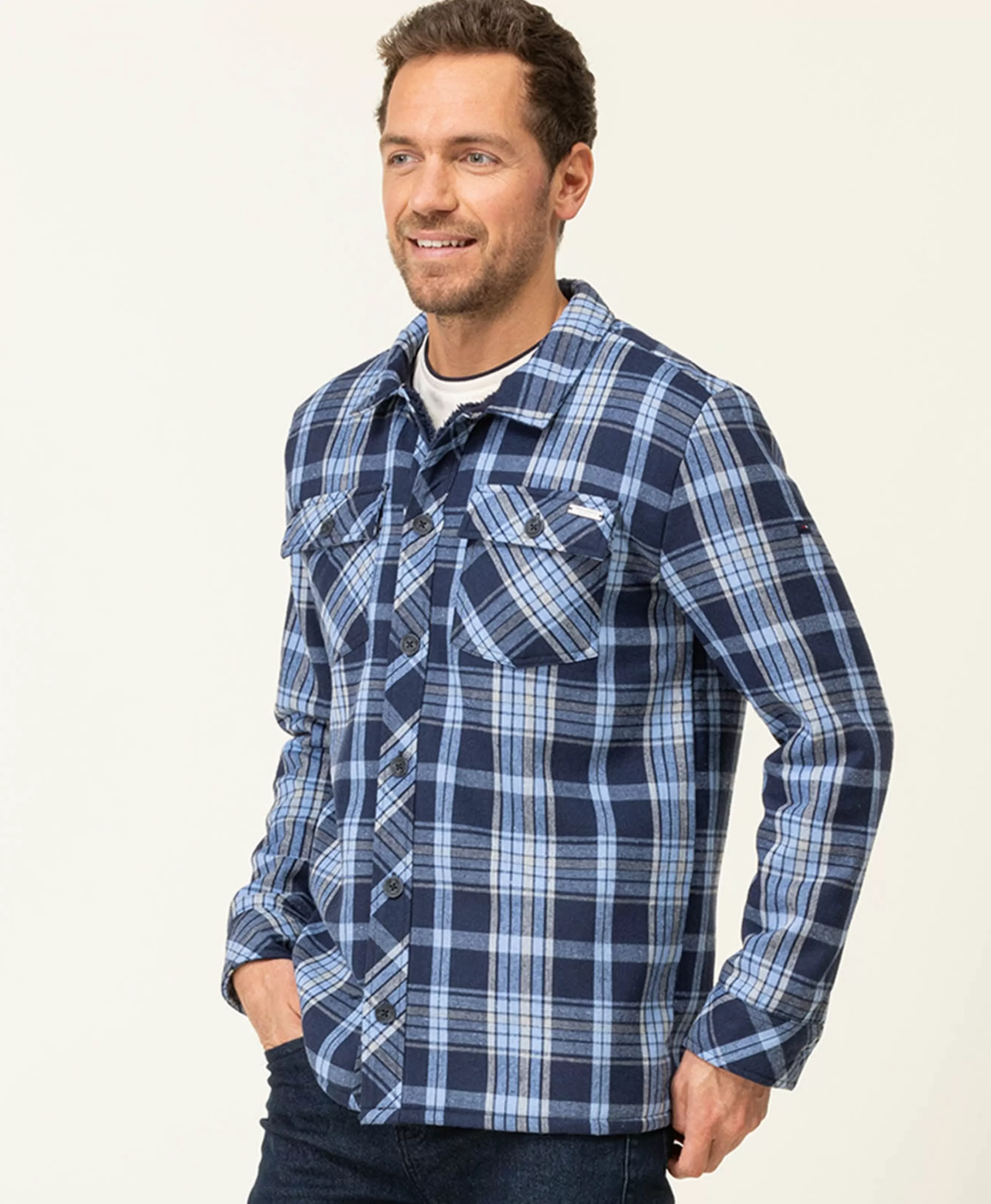 VESTE ML CARREAUX BLEU JARROT*Terre de Marins New
