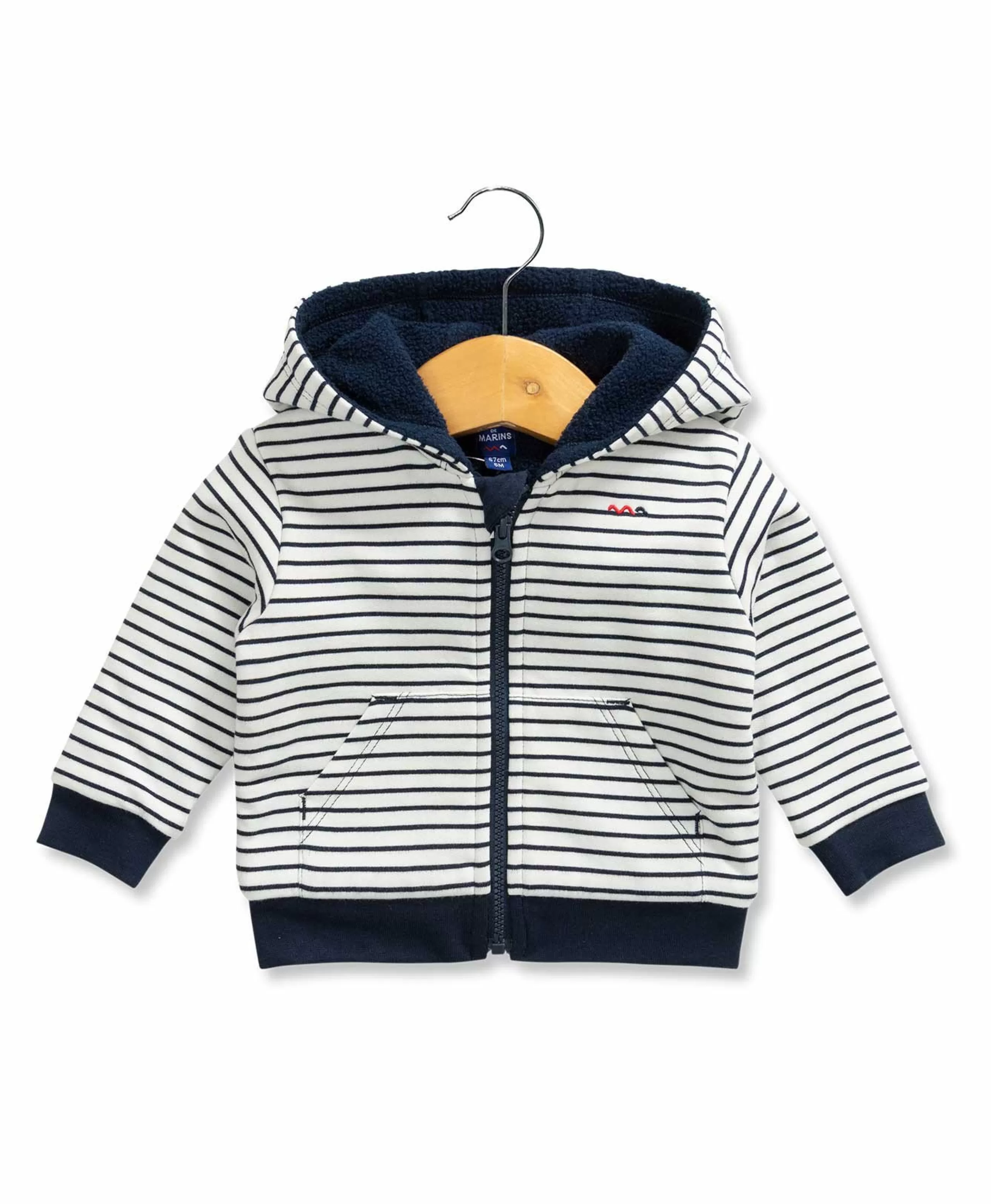 VESTE ML FOND NATUREL RAYE INDIGO VOLT*Terre de Marins New